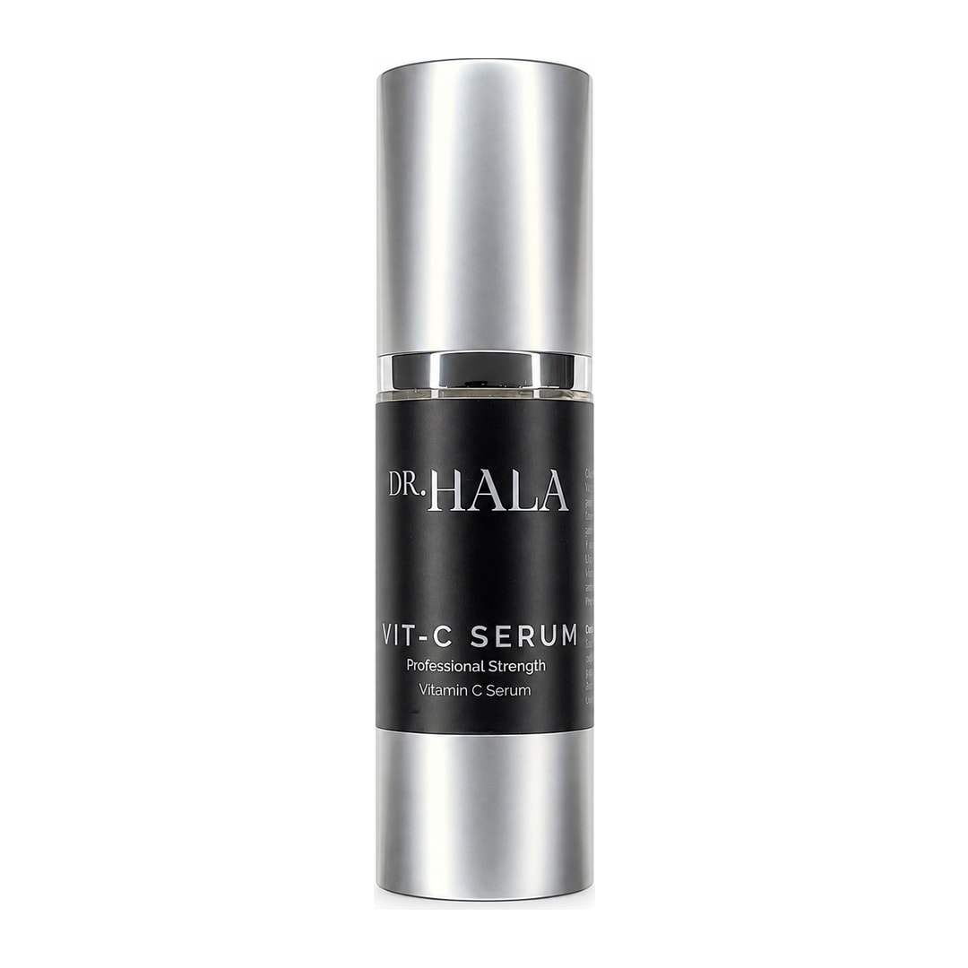 Dr Hala Vitamin C Serum | A photo of Dr Hala's Vitamin C serum, clinically proven and formulated at peak concentrations for brightening and rejuvenating skin.