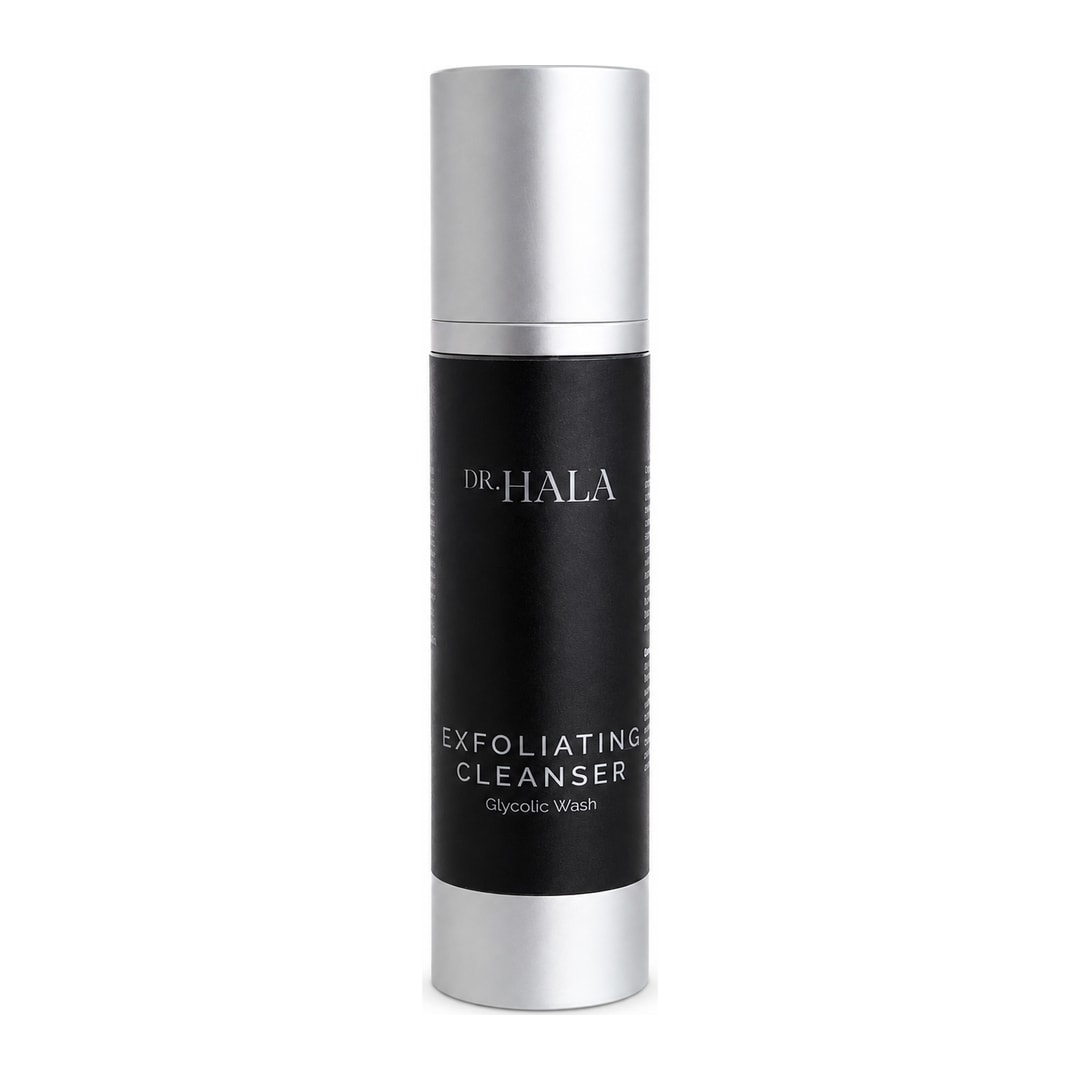 Exfoliating Cleanser | A photo of Dr Hala's Exfoliating Cleanser for cleansing, brightening, tightening, and refreshing your skin.
