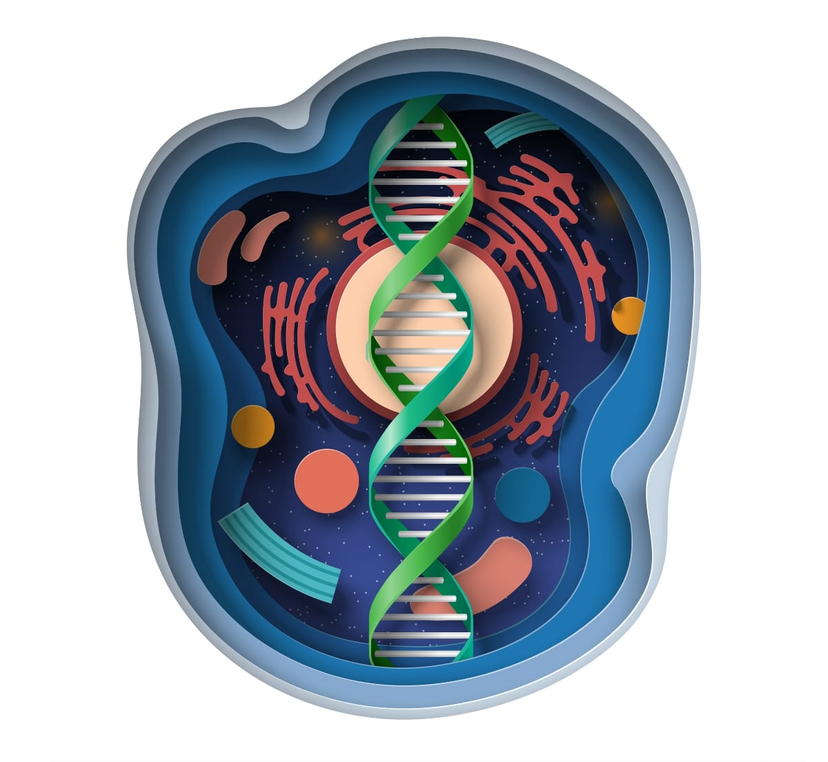 Exosome | Dna helix molecule 3d model vector background.